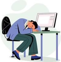 A flat style illustration of an exhausted character vector