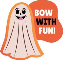A friendly ghost with a cheerful expression, flat sticker vector