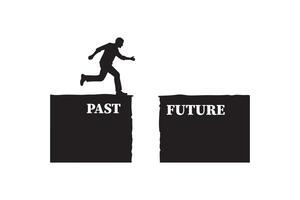 Man Leaping Forward from Past to Future Silhouette Design vector