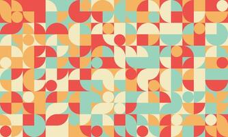Vibrant midcentury modern geometric pattern. A playful yet sophisticated design featuring circles, squares, and semicircles in warm, earthy tones. vector
