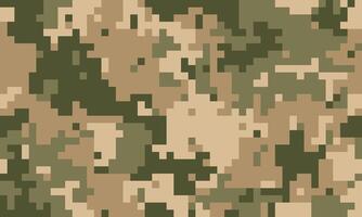 Abstract digital camouflage pattern. Versatile, pixelated design in earth tones perfect for backgrounds, textiles, or militarythemed projects. Conveys strength, concealment, and adaptability. vector