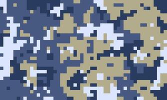 Abstract digital camouflage pattern in cool tones of blue, beige, and white. Ideal for backgrounds, textile designs, or militarythemed projects. vector