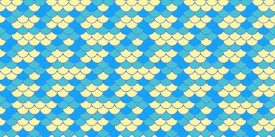 Vibrant, seamless fish scale pattern in pastel blue and yellow. Perfect for textile design, website backgrounds, or playful branding. Evokes feelings of summer, ocean, and carefree fun. vector
