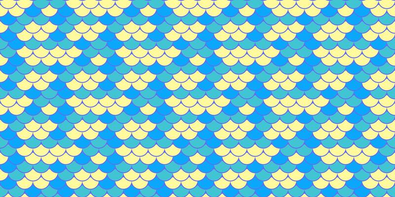 Vibrant, seamless fish scale pattern in pastel blue and yellow. Perfect for textile design, website backgrounds, or playful branding. Evokes feelings of summer, ocean, and carefree fun.