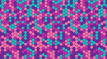 Vibrant abstract pattern of pink, purple, and teal circles. Perfect for backgrounds, textiles, website design, or playful branding. This dynamic, repeating design evokes energy and creativity. vector