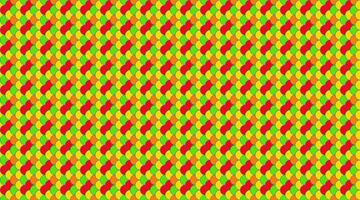 Vibrant, repeating geometric pattern featuring interlocking red, yellow, and green shapes. Ideal for backgrounds, textiles, website design, and playful branding. vector