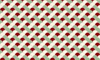 Elegant seamless pattern of overlapping semicircles in red, cream, and sage green. Ideal for textile design, website backgrounds, or festive packaging. vector