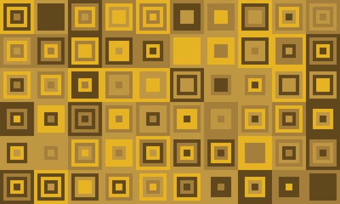 Abstract geometric pattern featuring a mosaic of nested squares in warm gold and brown tones. Ideal for backgrounds, website design, or textile prints.
