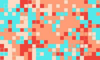 Abstract pixel art background. Vibrant coral, teal, and cream squares create a dynamic, modern design. Ideal for website banners, social media graphics, or textile prints. vector