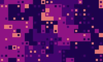 Abstract pixel art background. Vibrant purple and peach squares create a dynamic, energetic design. Ideal for tech, gaming, or modern design projects. vector