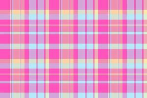 Pixel seamless background textile, girly plaid pattern tartan. Fibrous fabric texture check in pink and light colors. vector