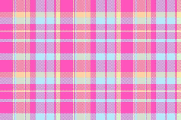 Pixel seamless background textile, girly plaid pattern tartan. Fibrous fabric texture check in pink and light colors.