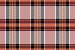 Stylish peach, black, and gray plaid pattern. Perfect for textile design, apparel, or fallthemed projects. This seamless texture offers a modern and versatile aesthetic. vector
