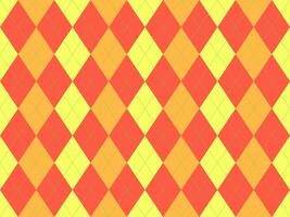Vibrant argyle pattern in yellow, orange, and coral. Perfect for backgrounds, textiles, or playful designs. The geometric diamond shapes create a dynamic, energetic feel. vector