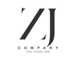ZJ logo design. Initial letter z and j serif font style. Creative classic company name typography. Trendy logotype or identity. vector