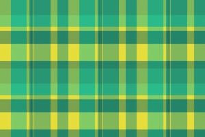 Scarf seamless fabric textile, top check texture. Square pattern tartan background plaid in teal and yellow colors. vector