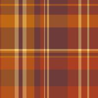 Self background seamless, printout plaid tartan check. Skirt textile texture fabric pattern in orange and red colors. vector