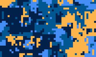 Abstract pixelated pattern in shades of blue and orange. Ideal for backgrounds, textiles, or digital art projects. vector