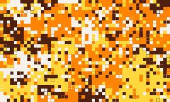 Abstract pixel art background. Warmtoned mosaic of orange, yellow, and brown squares. Ideal for website banners, digital art, and modern design projects. vector