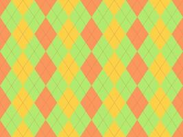 Vibrant argyle pattern in pastel orange, yellow, and green. Perfect for backgrounds, textiles, or playful branding. The repeating geometric design offers a cheerful and modern aesthetic. vector