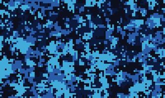 Abstract digital camouflage pattern in shades of blue. Perfect for backgrounds, textiles, or tech designs. The pixelated texture evokes a sense of mystery and technology. vector