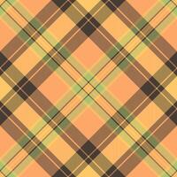 Warm, autumnal plaid pattern. A seamless texture of intersecting lines in peach, beige, and olive green creates a cozy, rustic feel. Perfect for fallthemed designs, textiles, or website backgrounds. vector