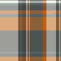 Silk background seamless textile, checker plaid texture. Printout fabric check tartan pattern in orange and grey colors. vector
