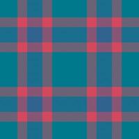 Checkered tartan seamless plaid, gingham pattern check textile. Jersey background texture fabric in cyan and red colors. vector
