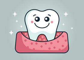 Cute Tooth Smiling with Sparkles Cartoon vector