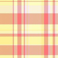 Soft pastel plaid pattern in yellow and coral. Ideal for textile design, fashion, websites, or springsummer projects. A cheerful, seamless texture evoking feelings of warmth and optimism. vector