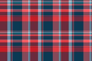 Retro pattern texture seamless, graphical plaid check. Tie fabric textile background tartan in red and cyan colors. vector