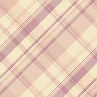 New plaid fabric, menswear check textile background. Hippie tartan pattern seamless texture in light and pink colors. vector