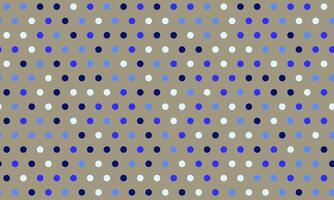 Abstract seamless pattern. Subtle diagonal movement of blue, white dark blue polka dots on taupe background. vector