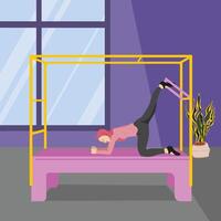 Hijabi Girl Flexibility Move Using Trapeze Table Cadillac vector