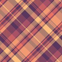 Elegant diagonal plaid pattern in muted peach, mauve, and deep purple hues. Perfect for textile designs, autumnal backgrounds, or creating a sophisticated, textured aesthetic. vector