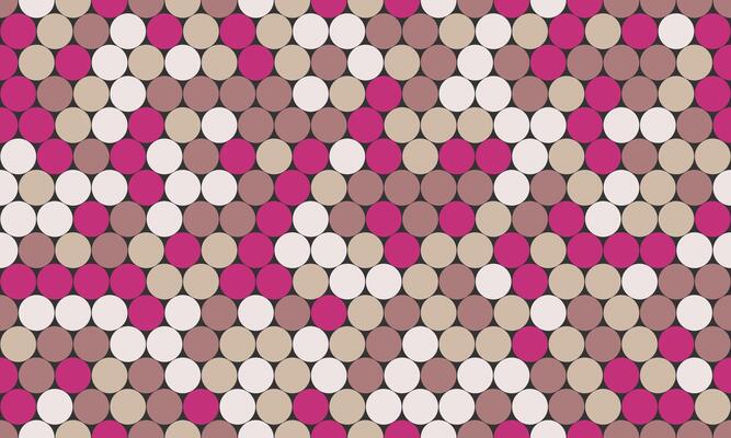 Abstract geometric pattern of pink, beige, and white circles arranged in a diagonal design.