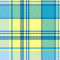 Jpg fabric texture plaid, hipster seamless textile pattern. Unique check background tartan in cyan and yellow colors. vector