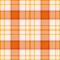 Doodle check pattern background, robe tartan textile. Thanksgiving seamless fabric plaid texture in orange and linen colors. vector
