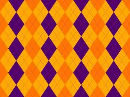 Vibrant argyle pattern in Halloween colors. Perfect for festive backgrounds, textiles, or wrapping paper. This bold, geometric design offers a playful yet sophisticated aesthetic. vector