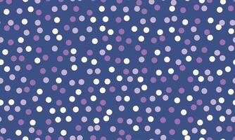 Delightful confettistyle pattern featuring scattered circles in soft purple, lavender, and white on a rich navy blue background. vector
