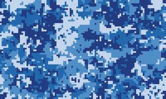 Abstract digital camouflage pattern in shades of blue. Perfect for backgrounds, textiles, or web design, evoking themes of concealment, mystery, and technology. vector