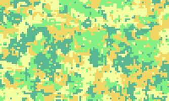 Abstract pixelated camouflage pattern in pastel green and yellow tones. Ideal for fashion, textile, web design, and gaming backgrounds. vector