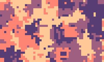 Abstract pixelated camouflage pattern in muted peach, coral, and purple hues. Ideal for backgrounds, textiles, and digital design projects evokes a sense of concealment and modern style. vector