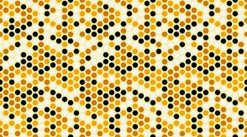Abstract geometric pattern featuring gold, black, and white circles arranged in a dynamic diagonal design. vector