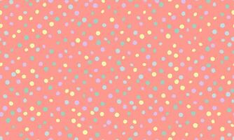 Joyful pastel confetti scattered on a coral background. Perfect for festive designs, branding, or cheerful patterns. This playful, seamless texture evokes feelings of celebration and happiness. vector