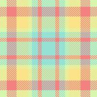 Pastel plaid pattern in soft peach, yellow, and mint green. Perfect for textile design, scrapbook paper, spring or summer projects, and adds a touch of cheerful, minimalist style. vector