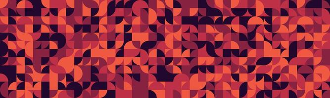 Abstract geometric pattern featuring vibrant red and dark maroon hues. A seamless design of circles and squares creates a dynamic, modern aesthetic. vector