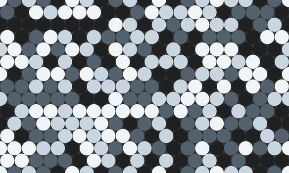 Abstract grayscale pattern of overlapping circles creates a mesmerizing visual texture. Ideal for backgrounds, website design, or print projects needing a modern, sophisticated feel. vector
