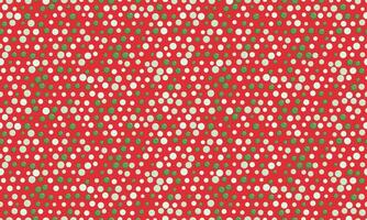 Festive red background adorned with a repeating pattern of offwhite and green circles, creating a cheerful and subtly textured design. vector