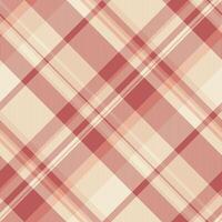 70s tartan seamless texture, luxury background check pattern. Crease plaid fabric textile in light and red colors. vector